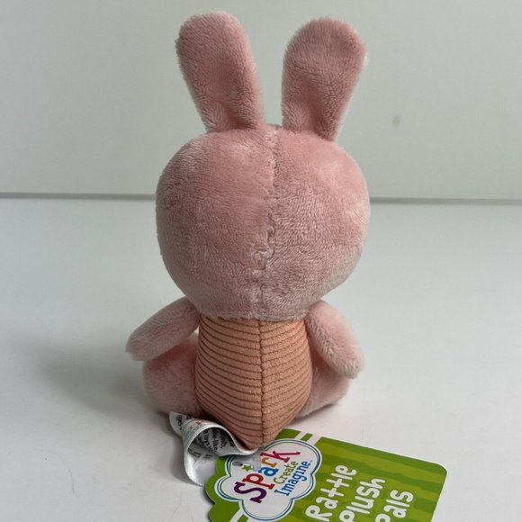 Spark Create Imagine Plush Rattle Pals Bunny Rabbit Stuffed Animal 4" Lovey Pink - Picture 2 of 12